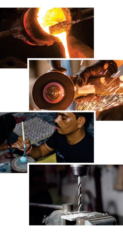 Metal and ceramic hardware production at A.B. Enterprises factory