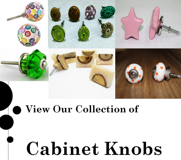 Ceramic and brass cabinet knobs by A.B. Enterprises
