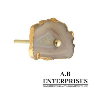 Agate Cabinet Knob in gold natural stone by A.B. Enterprises India