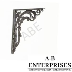 Handcrafted cast iron shelf bracket by A.B. Enterprises – strong and decorative wall support for homes, offices, and interiors.