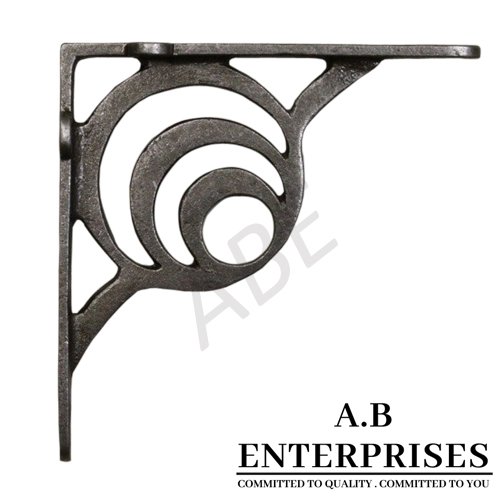 Handcrafted cast iron shelf bracket by A.B. Enterprises – strong and decorative wall support for homes, offices, and interiors.