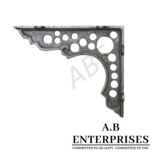Handcrafted cast iron shelf bracket by A.B. Enterprises – strong and decorative wall support for homes, offices, and interiors.