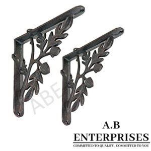 Handcrafted cast iron shelf bracket by A.B. Enterprises – strong and decorative wall support for homes, offices, and interiors.
