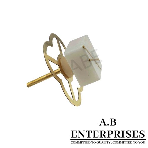 Marble Stone Cabinet Knob in white square pattern by A.B. Enterprises India