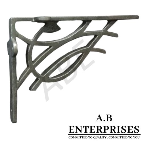 Handcrafted cast iron shelf bracket by A.B. Enterprises – strong and decorative wall support for homes, offices, and interiors.