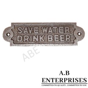 Handcrafted cast iron wall plaque AB-WP-01 with natural iron patina finish by A.B. Enterprises, India – durable and decorative design.