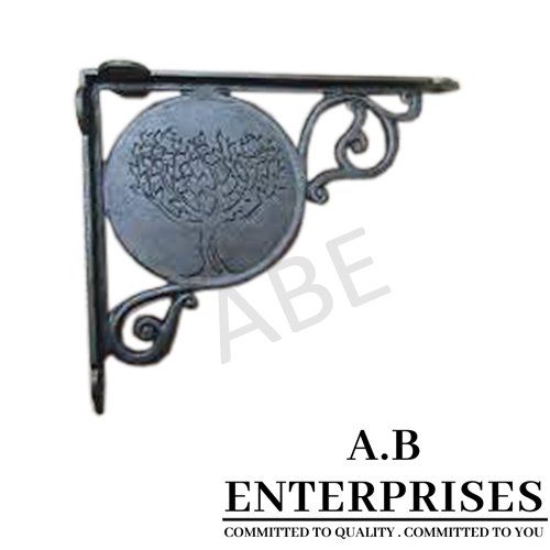 Handcrafted cast iron shelf bracket by A.B. Enterprises – strong and decorative wall support for homes, offices, and interiors.