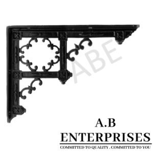 Handcrafted cast iron shelf bracket by A.B. Enterprises – strong and decorative wall support for homes, offices, and interiors.