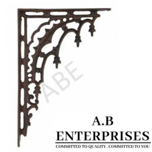Handcrafted cast iron shelf bracket by A.B. Enterprises – strong and decorative wall support for homes, offices, and interiors.